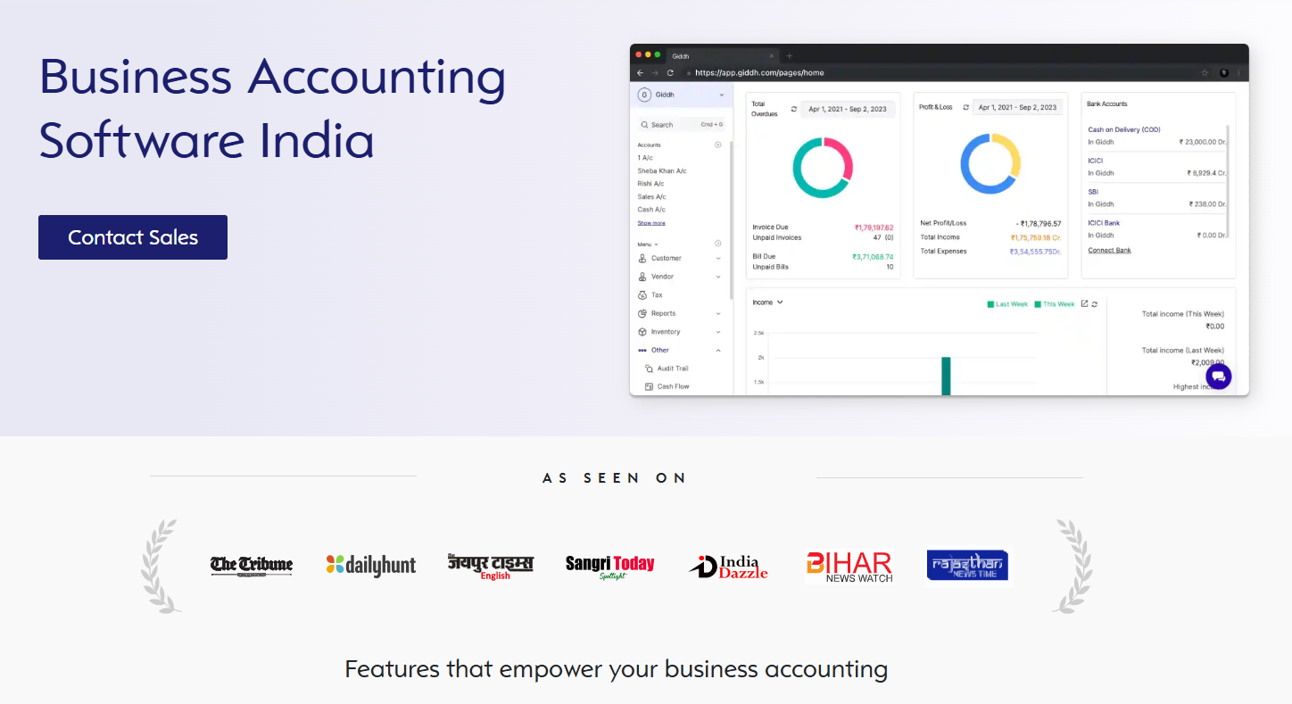 Giddh India Home Page